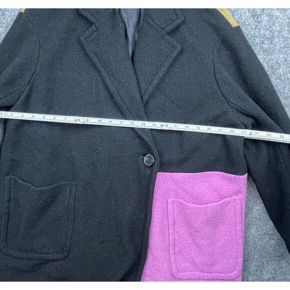 Peter Som Coat Womens 6 Black Pink Brown Colorblock Wool Rent The Runway - Picture 3 of 8